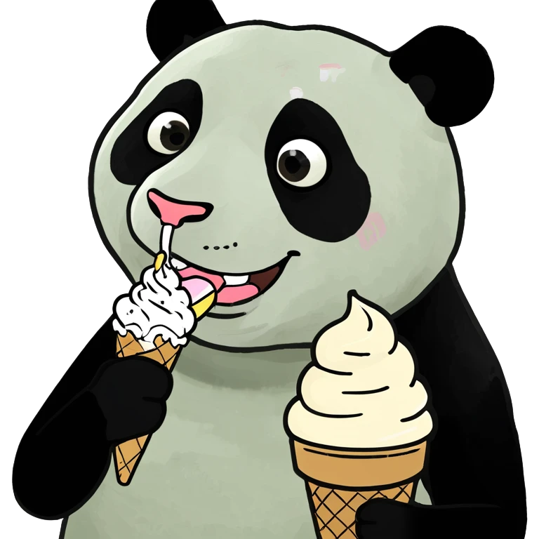 Panda eating ice cream emoji
