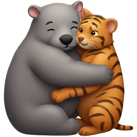 Big wombat hugging little Tiger  emoji