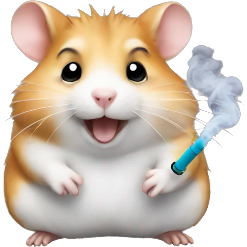 hamster with a happy face smoke shisha emoji