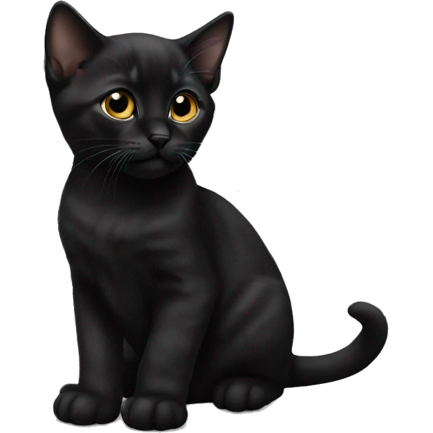 Black Bombay kitten laying emoji