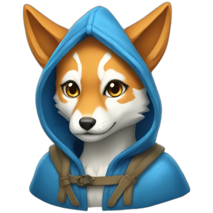 blue hooded kitsune emoji