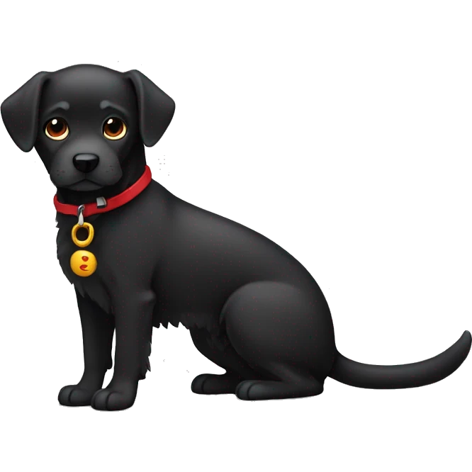 Perrito negro con moño rojo emoji