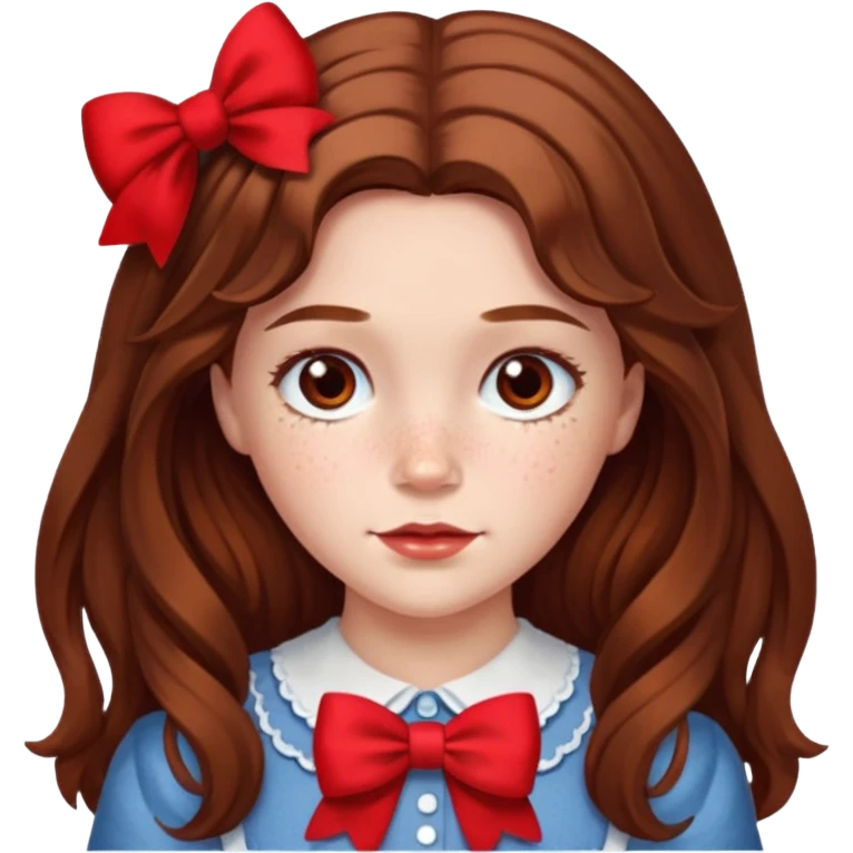 Dorothy Gale from the Wizard of Oz with long brown hair with red bow emoji