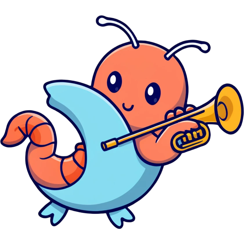 shrimp playing the trumpet emoji