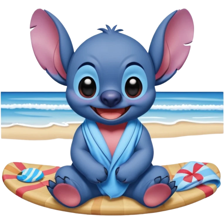 Stitch realista en la playa emoji
