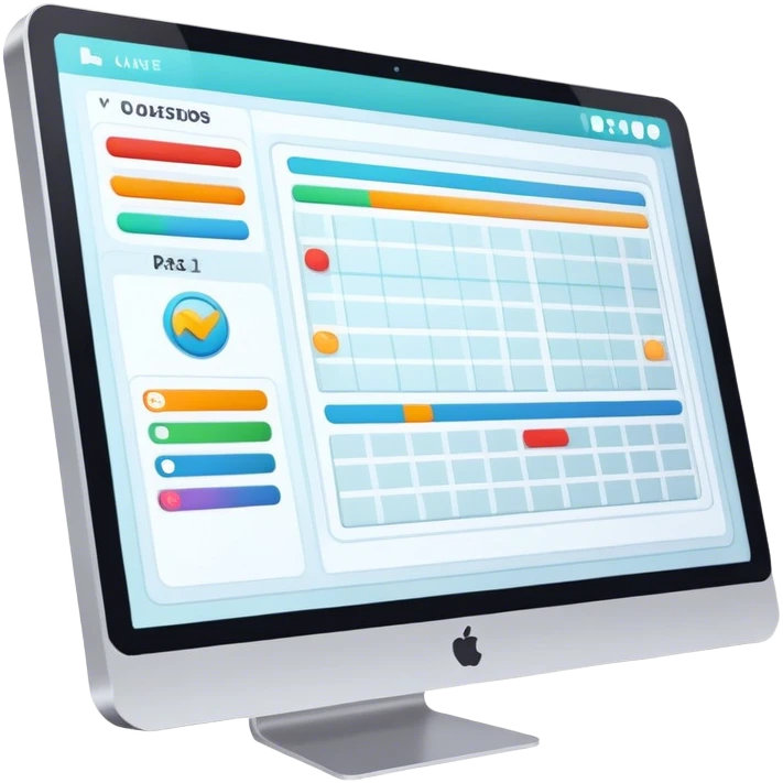 Create an emoji for UX/UI design. Show a computer screen displaying a user interface with buttons, sliders, and a design grid. Include elements like a cursor or design tool to symbolize the design process. Use modern, professional colors. Make the background transparent. emoji