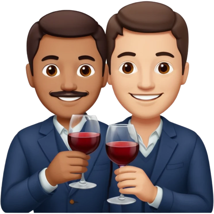 Mexican and white men drinking wine together emoji