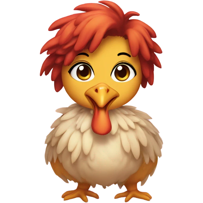 Cute girl chicken eating like a beast emoji