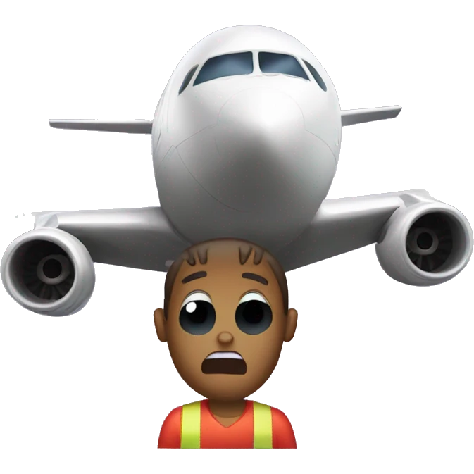 panic in front of a plane emoji