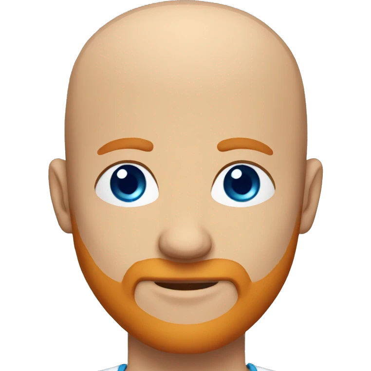 A Bald man with blue eyes and a ginger beard emoji