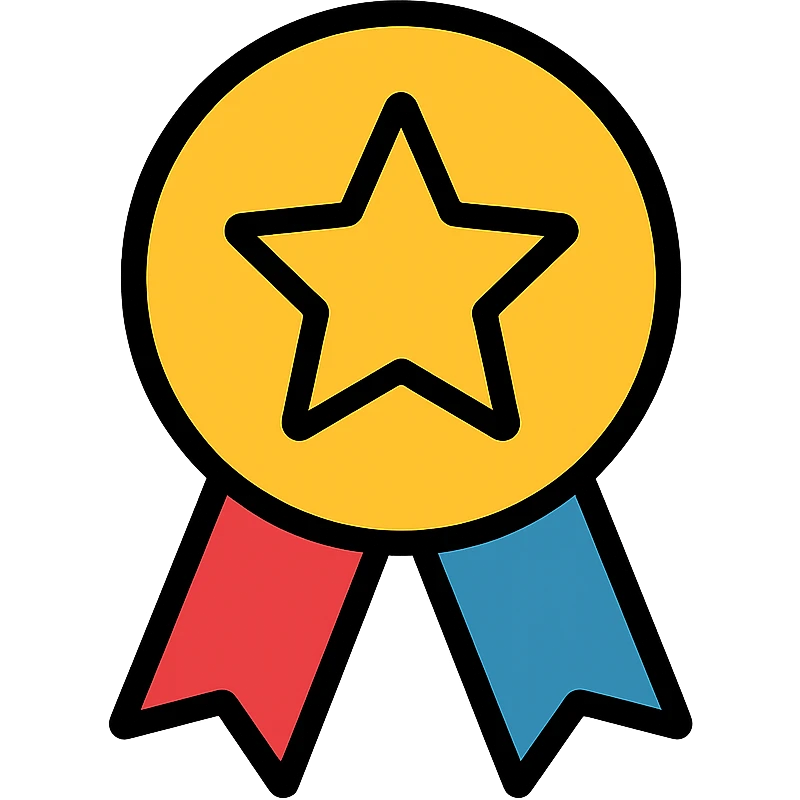 vector icon of an honorable mention award badge with gold and colorful elements, elegant and minimalist flat design, 2D flat vector, trending icon look, soft shadows, isolated on white background, no text, perfect for commercial use emoji