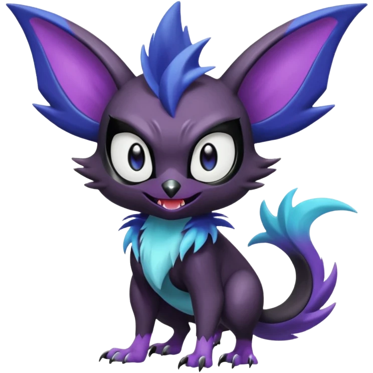 Shiny Cute Noibat-Noivern-Mightyena-Silvally-Fakémon-hybrid-creature (full body)  emoji