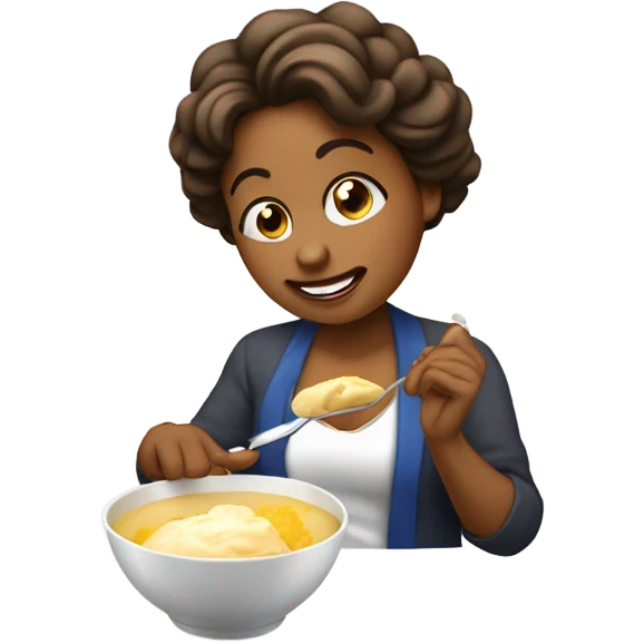 mujer comiendo yogurt griego emoji