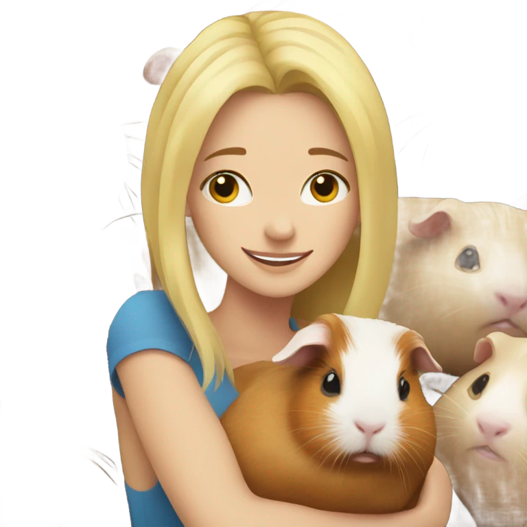 Blonde Woman hugging a guineapig emoji