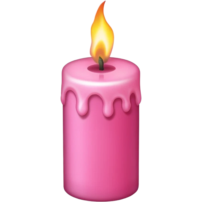 Draw a pink candle with a flame on it that looks 55 degrees tilted from a bird's eye view. emoji