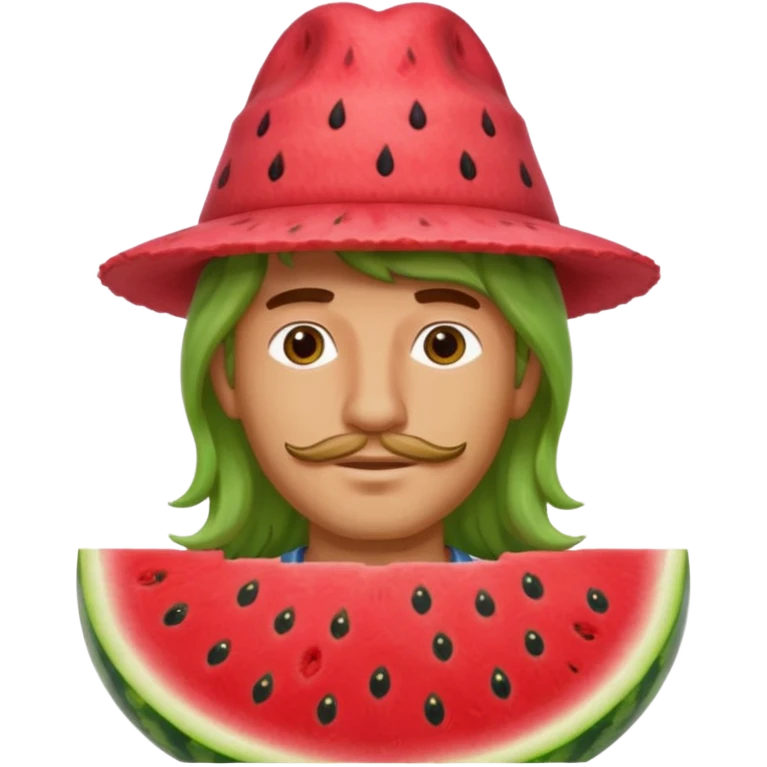 long haired man with watermelon hat emoji