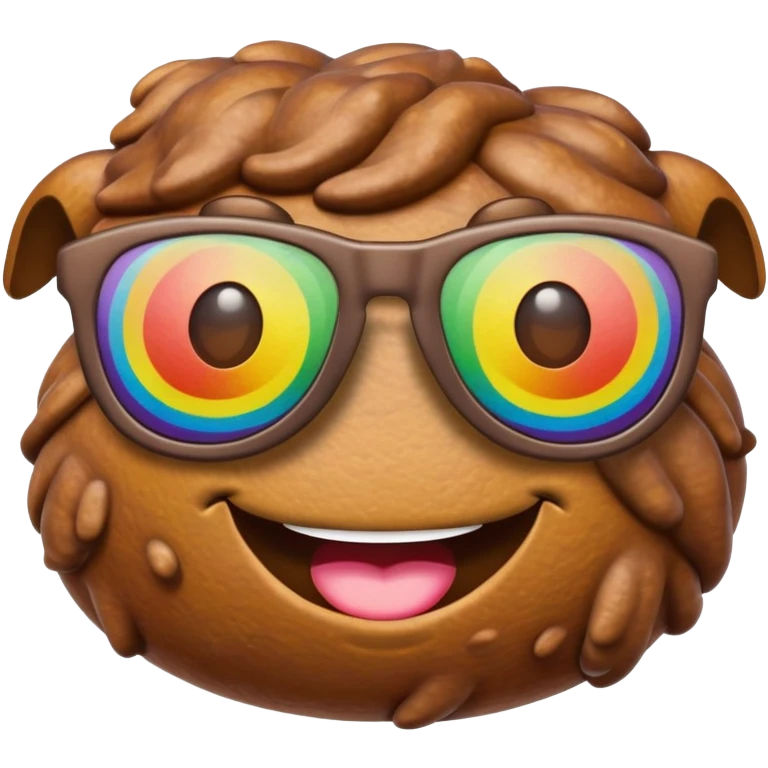 rainbow poop emoji with sunglasses emoji