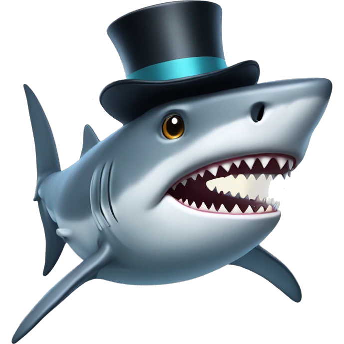 Shark with a top hat emoji