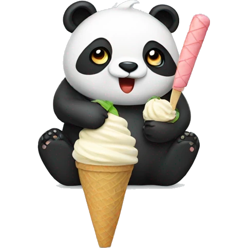 Panda eating ice cream emoji