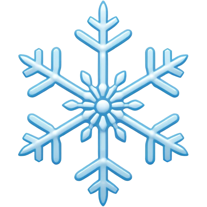 A simple emoji-style snowflake or small snow pile. Cute, clean lines, minimal detail, white and light-blue colors, rounded shapes, soft shading, flat 2D emoji style. emoji