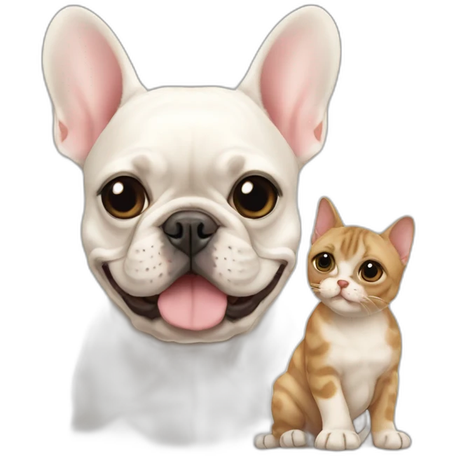 FRENCH BULLDOg with kitten emoji