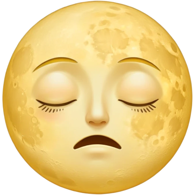 full yellow moon with sleepy drowsy face with closed eyes emoji