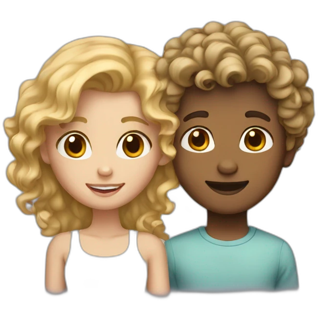 blond girl with a boy withcurly brown hair  emoji