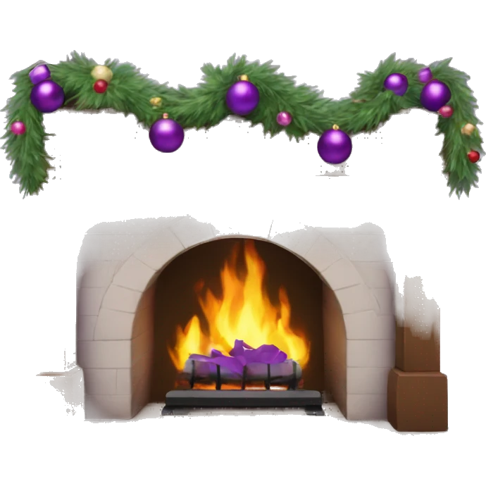 Purple Christmas garland on a fireplace emoji
