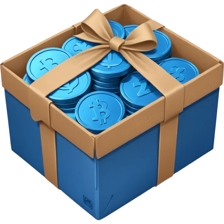 blue coins credit in a cardboard package emoji