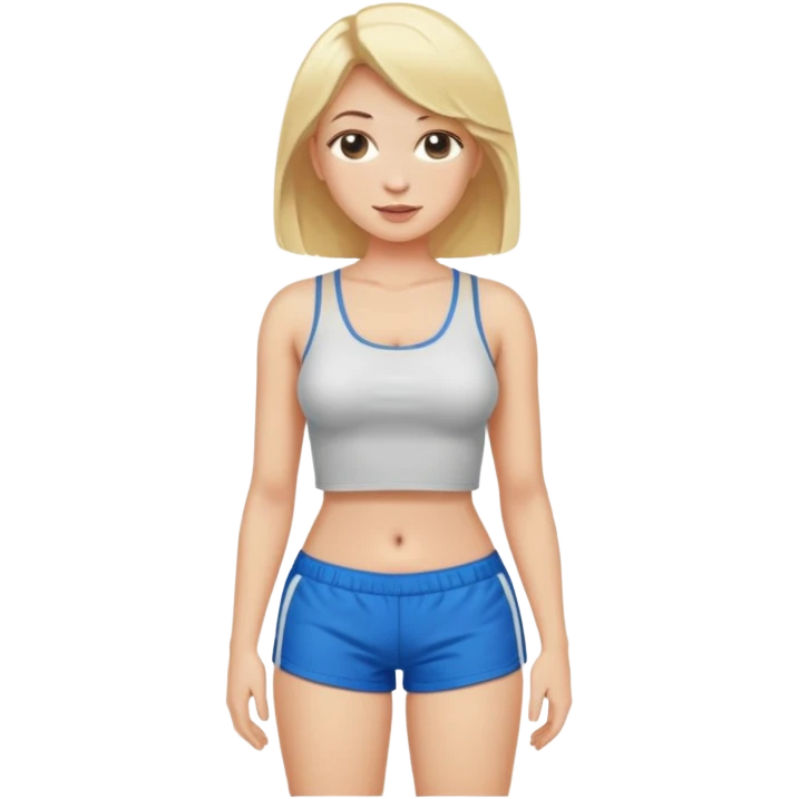 Блондинка с 6 размером груди в топике с выпирающими сосками и шортах  emoji