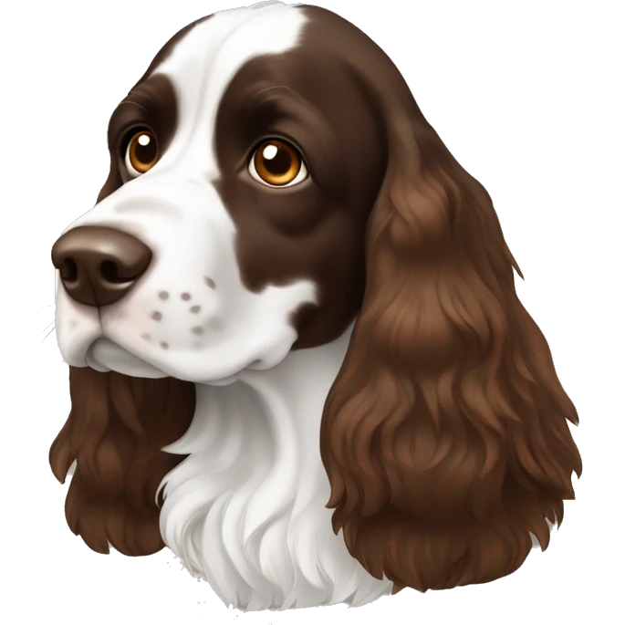 English springer spaniel, brown and white, with brown eyes emoji