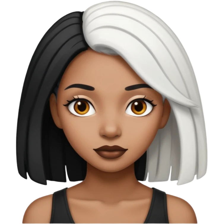 Beautiful black woman with split half black and white hair emoji