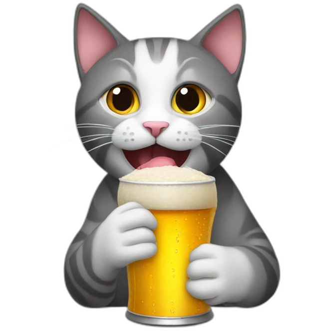Cat eating beer can emoji