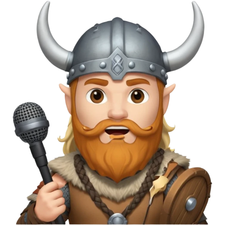 viking singing with micro, half body emoji