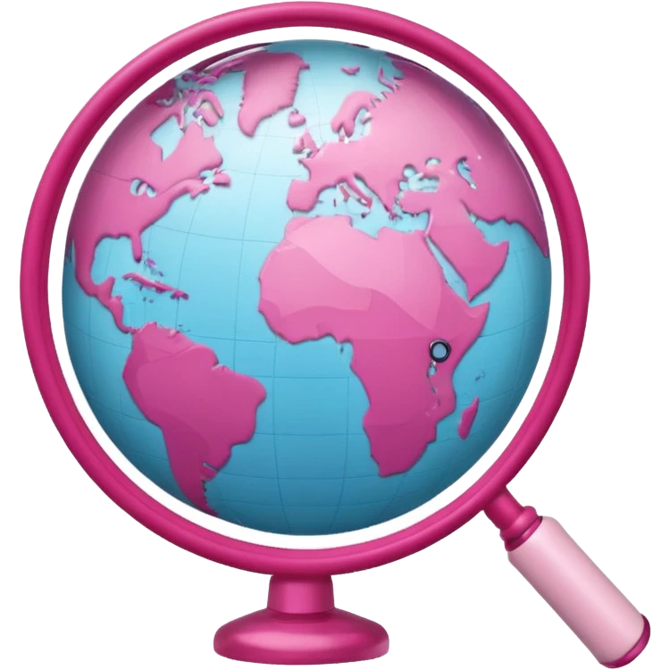 mix light pink dark pink and white girly globe with WWW in big letters under it and a small magnifying glass
It looks like an internet bar icon. emoji