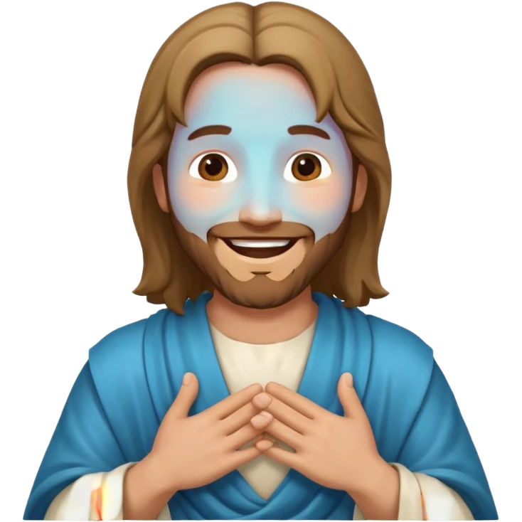 Jesus Christ, laughing with his hands around his neck emoji