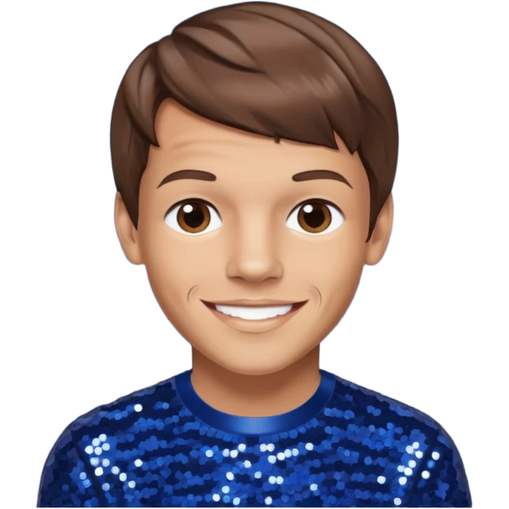 Louis Tomlinson from One Direction with light skin, brown hair, dark blue sequin outfit emoji