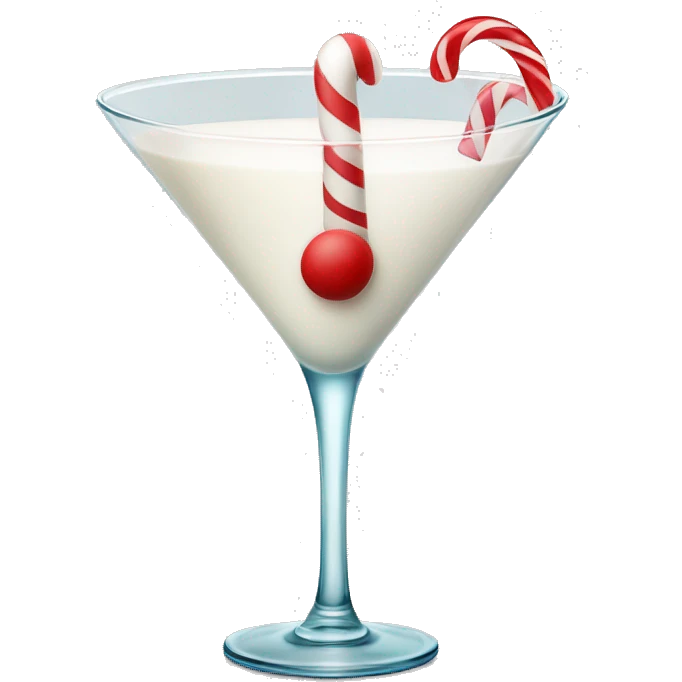 Martini glass with milk and a candy cane emoji