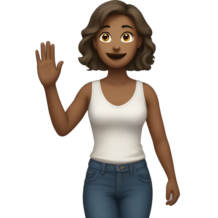a woman holding up her right hand emoji