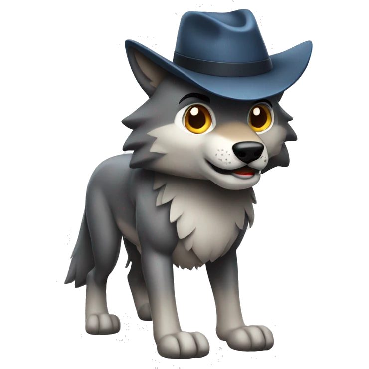 muscular wolf full body with fedora emoji