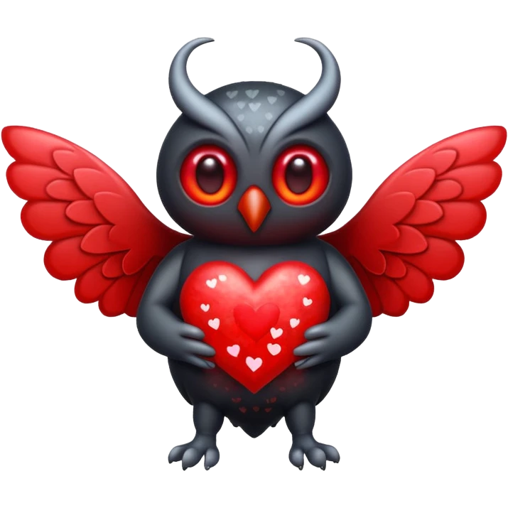 Mothman with hearts emoji