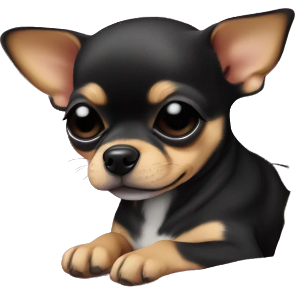 black & tan chihuahua puppy sleeping with a pink blanket  emoji