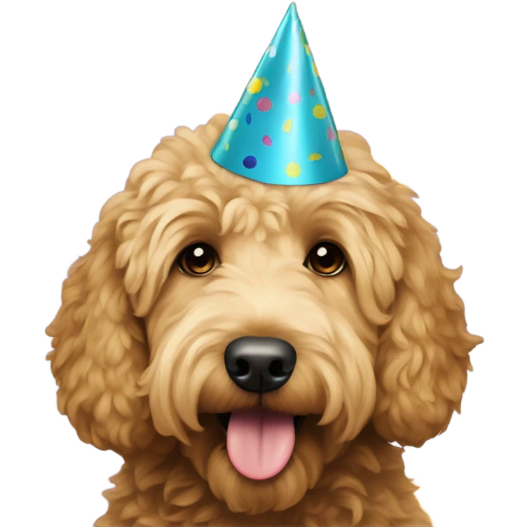 Goldendoodle with a party hat  emoji