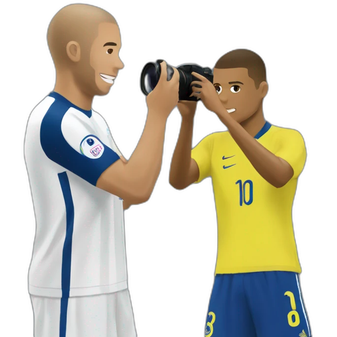 zidane taking a picture of mbappe emoji