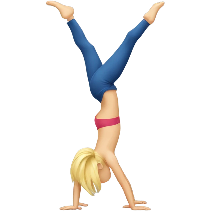 A blond girl who is doing a handstand emoji