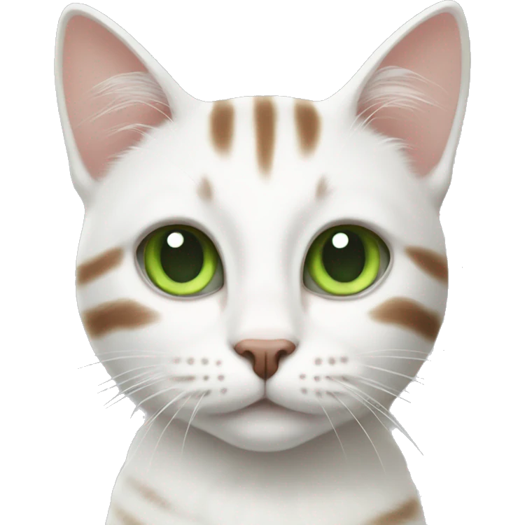 White cat with brown stripes and green eyes emoji