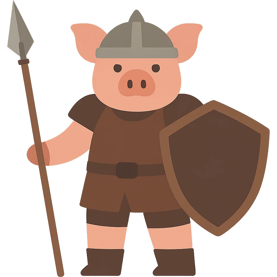flat design style pig warrior emoji