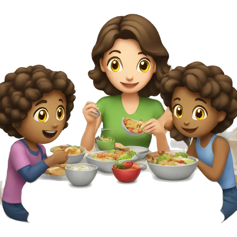 Parents eating lunch with their kids  emoji