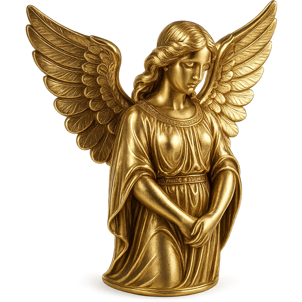 gold metallic angel, shiny, elegant, detailed wings, luxurious emoji