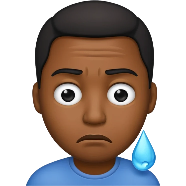 Black man emoji shedding a tear with a frown emoji